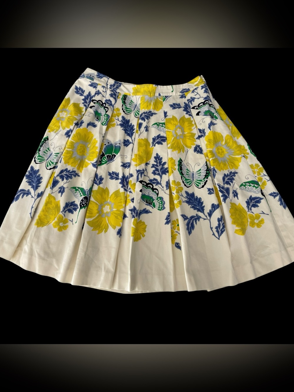 Talbots RSVP Women’s Size 12 Floral Butterfly Pleated A-Line Skirt Cotton